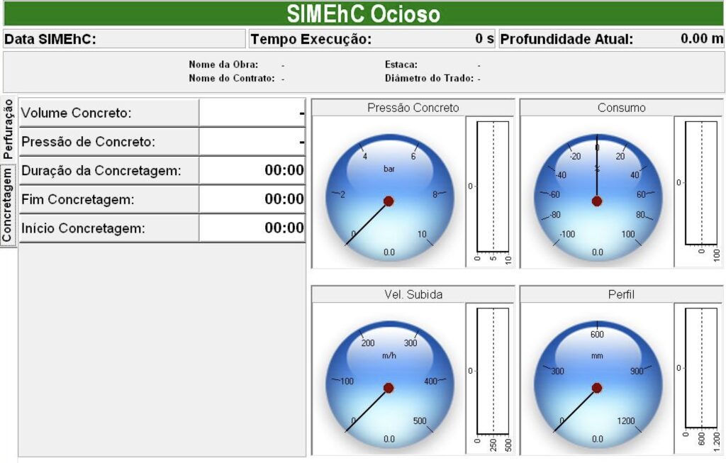 Tela do monitoramento remoto da concretagem